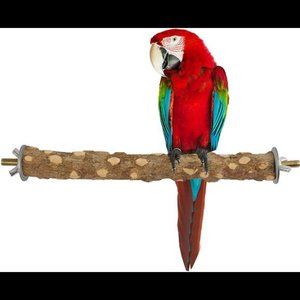 Bird Perch Wooden Platform Natural Prickly Wood for Bird Cage 2 Screw Holder